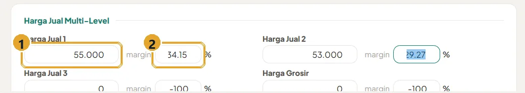 Bagian harga jual multi-level dengan margin