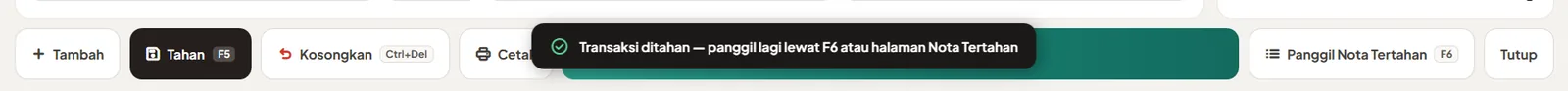 Pesan transaksi ditahan
