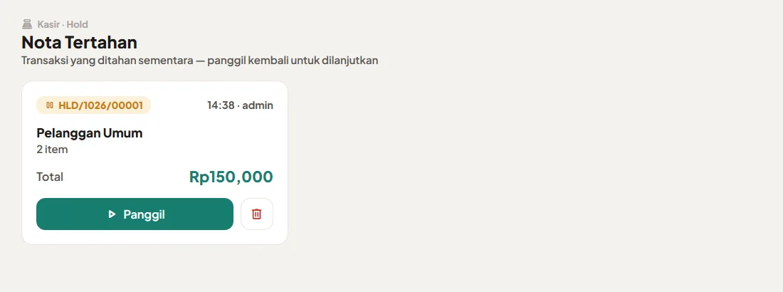 Daftar nota tertahan