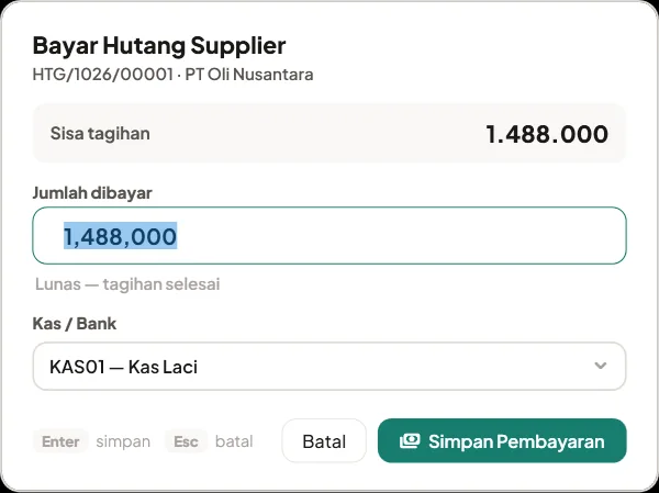 Jendela bayar hutang supplier