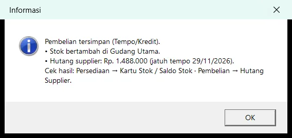 Pesan pembelian tersimpan